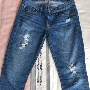 Hudson Distressed Krista Super Skinny Crop…